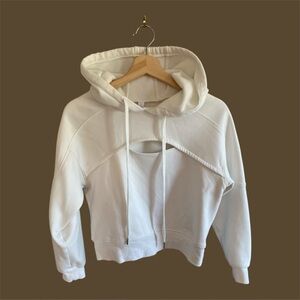 Laslulu Women’s Cropped Hoodie S White Athletic School Preppy Minimalist‎